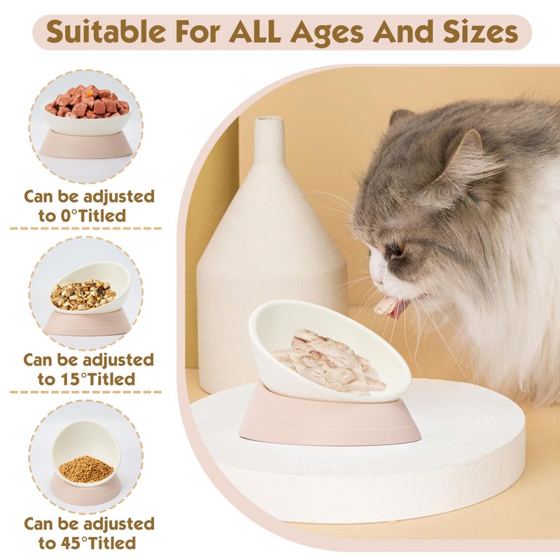 Umysky French Bulldog Food Bowl- Slanted Tilted Pug Food Water Bowl,Cat Bowl- Feeder for Frenchie/Shih Tzu/Flat Faced Small Dogs/Puppies/Cats (Lightpink, 2 Cup) - Image 2
